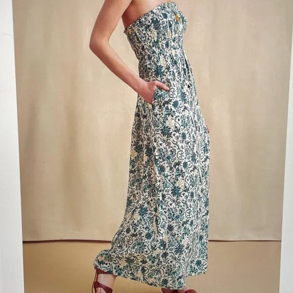 Faherty Maxi Dress - Blue Margarita - Smocked - Picture 2 of 3